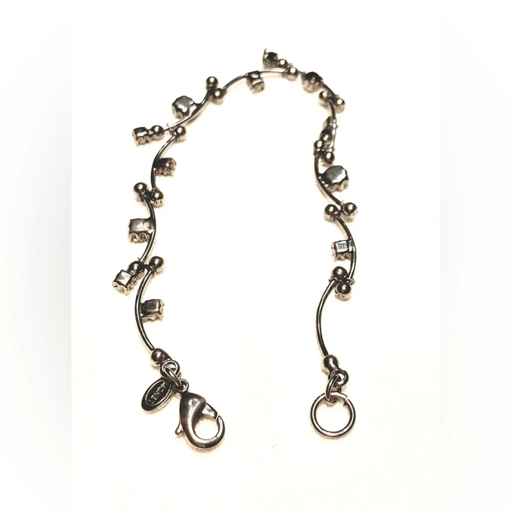 Monet Black Rhinestone Choker Bracelet Silver Curved Link Bar Dainty Elegant